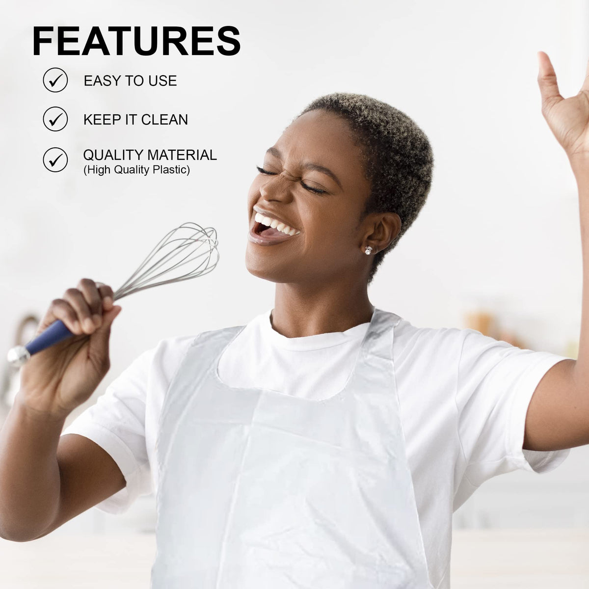 MT Products white apron 46x28 tear-resistant material in use