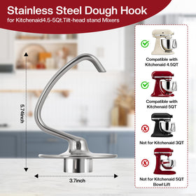 Mttobo dishwasher-safe dough hook cleans quickly after baking sessions.