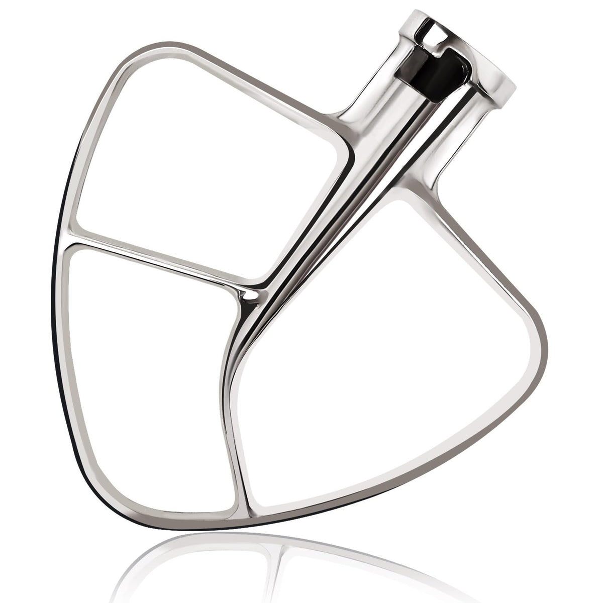 Mttobo K45B stainless flat beater front view for KitchenAid, showcasing durable steel construction