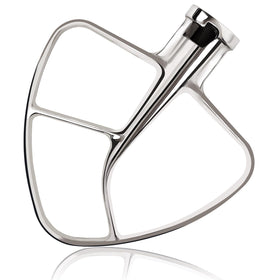 Mttobo K45B stainless flat beater front view for KitchenAid, showcasing durable steel construction