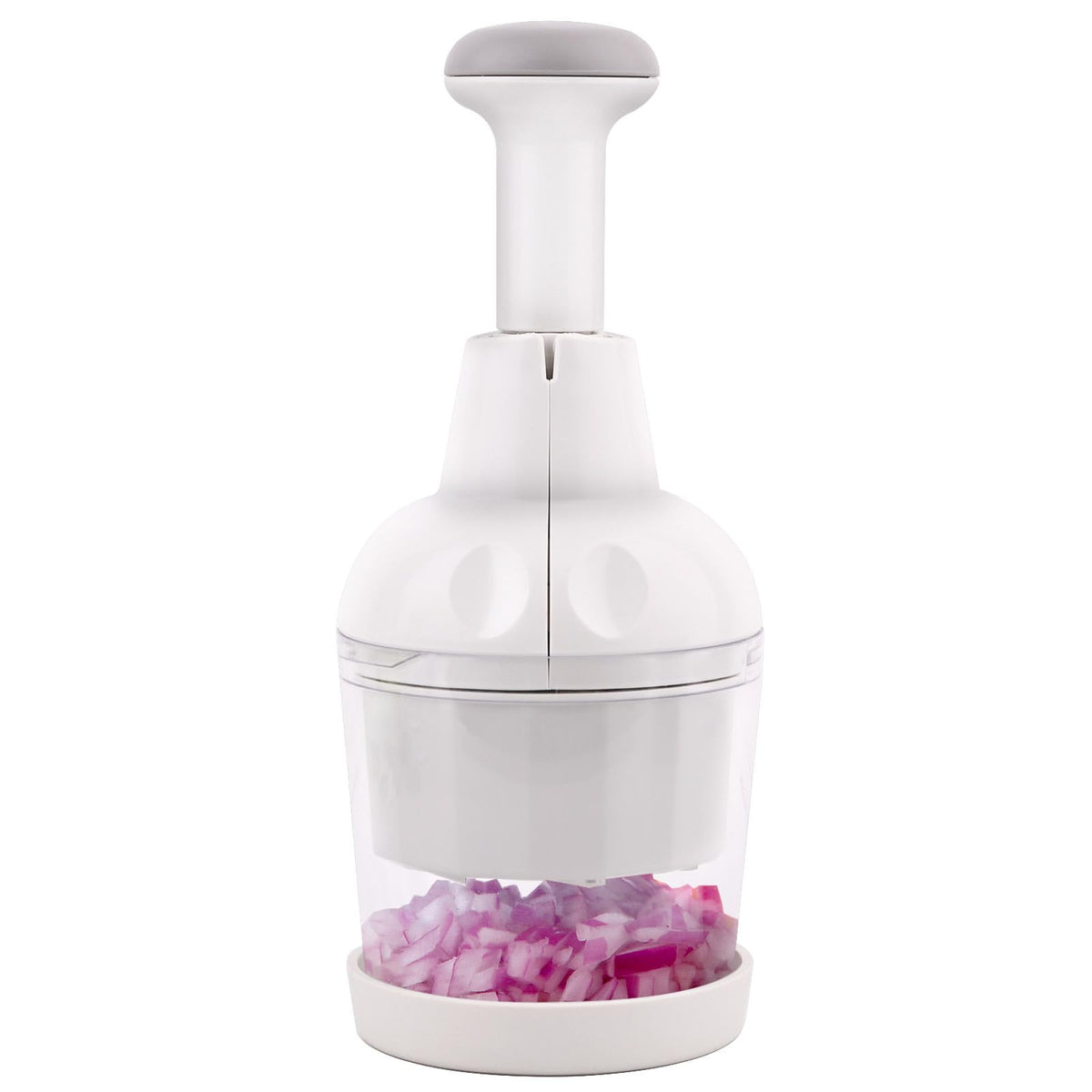 Mttobo Vegetable Chopper with handle and blades for quick, even chopping.