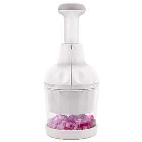 Mttobo Vegetable Chopper with handle and blades for quick, even chopping.