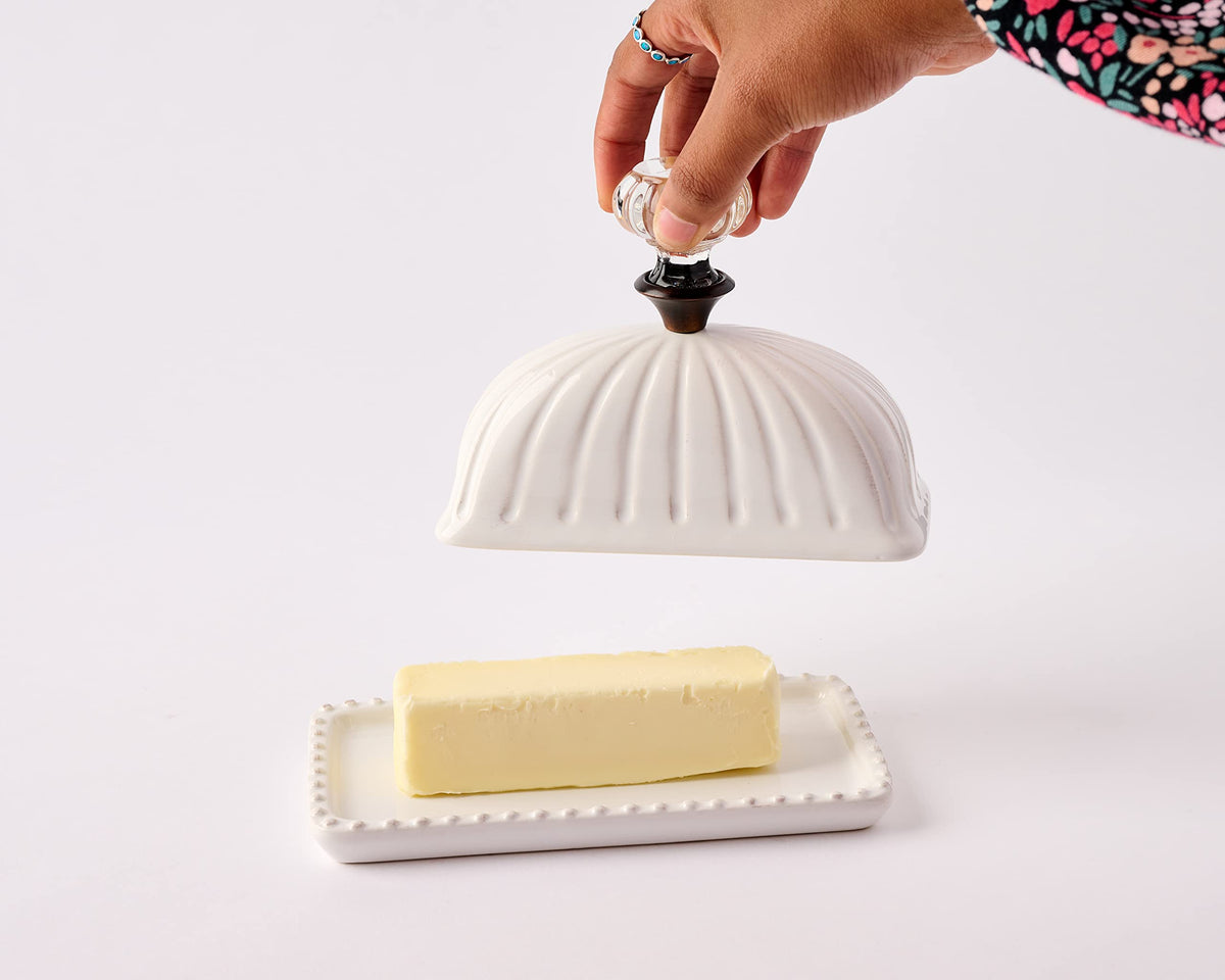 Mud Pie butter storage solution blends practicality with vintage-inspired design.