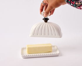 Mud Pie butter storage solution blends practicality with vintage-inspired design.
