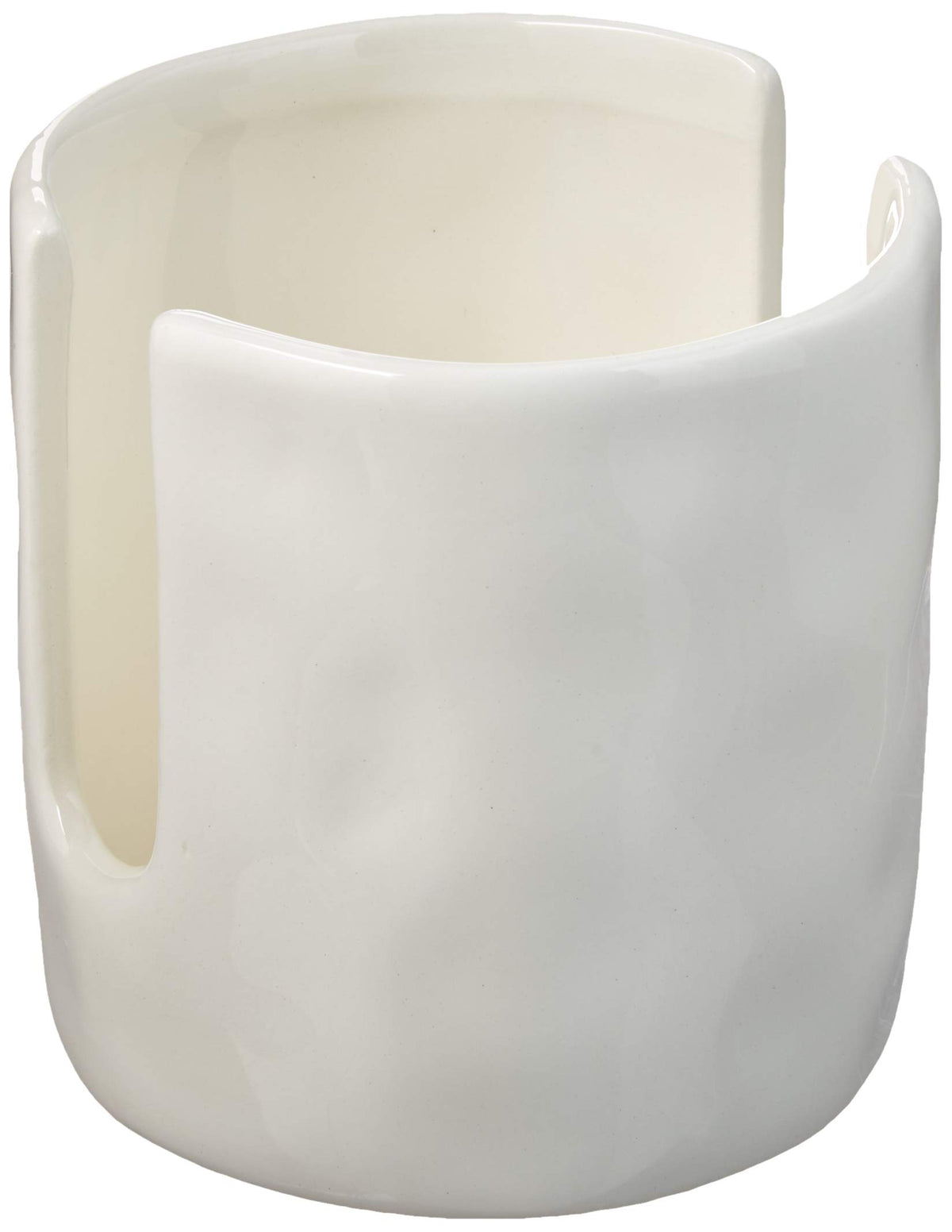 Mud Pie ceramic sponge holder close-up shows a practical cut-out slit for drying.