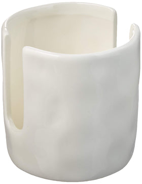 Mud Pie ceramic sponge holder close-up shows a practical cut-out slit for drying.