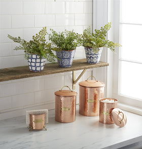Mud Pie copper sponge holder showing gold plated feet
