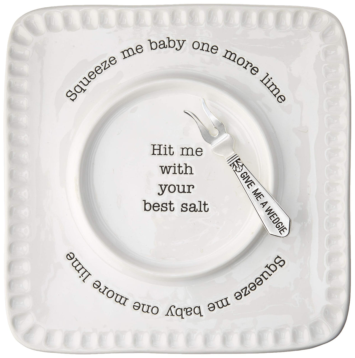 Mud Pie lime-and-salt rimmer square plate for easy rims and lime display