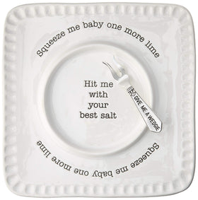 Mud Pie lime-and-salt rimmer square plate for easy rims and lime display