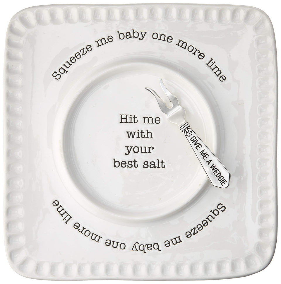 Mud Pie lime-and-salt rimmer square plate for easy rims and lime display