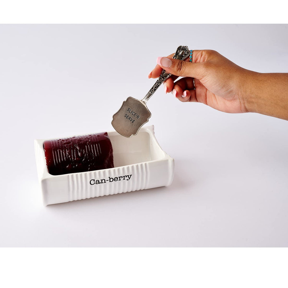 Silver-plated spatula detail with engraving slice n' serve for nostalgic flair