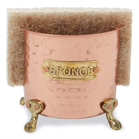Mud Pie embossed SPONGE tag on copper caddy