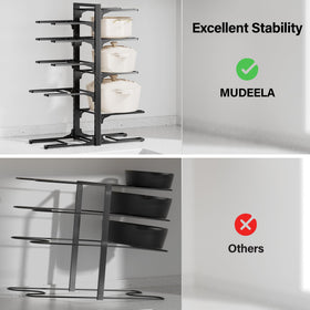 MUDEELA 10-tier organizer close-up highlighting sturdy steel construction.