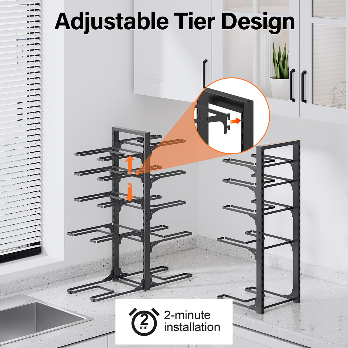 MUDEELA 10-tier organizer under cabinet showing space-saving design.