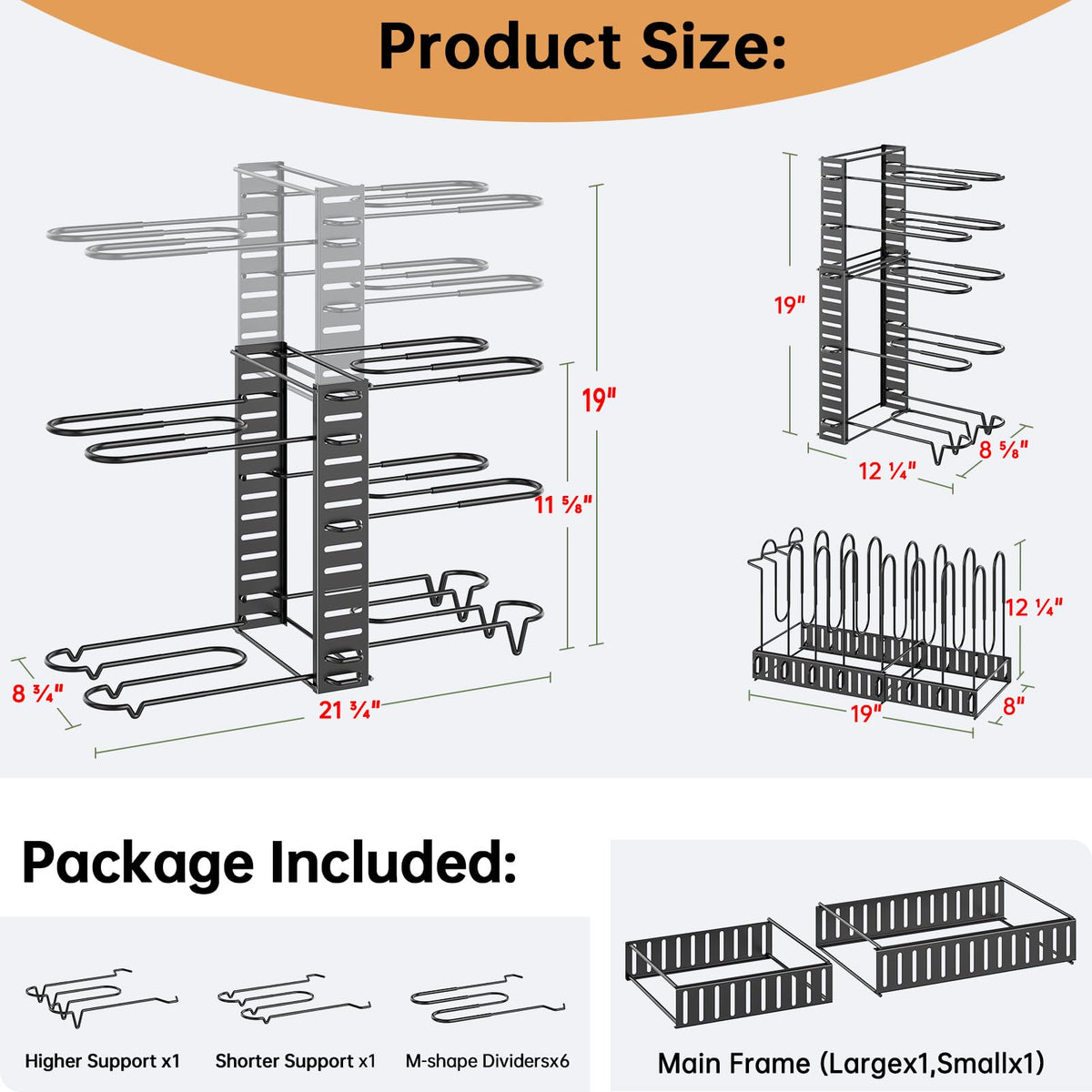 MUDEELA adjustable dividers adapt to different pot sizes for customized storage