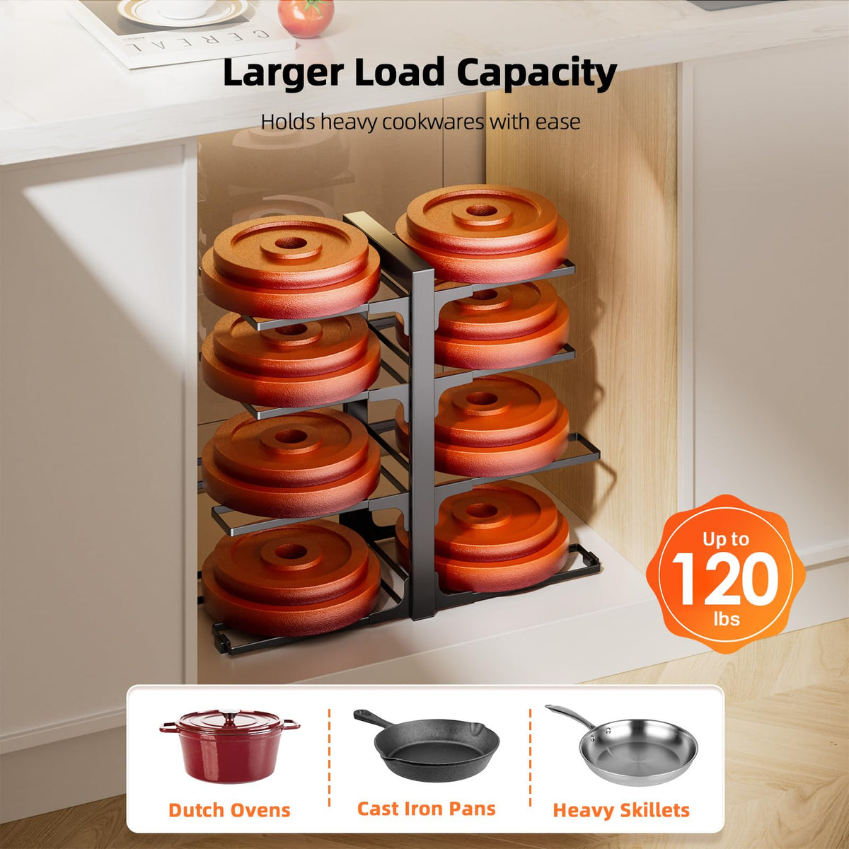 MUDEELA adjustable height allows custom fit for lids and pans