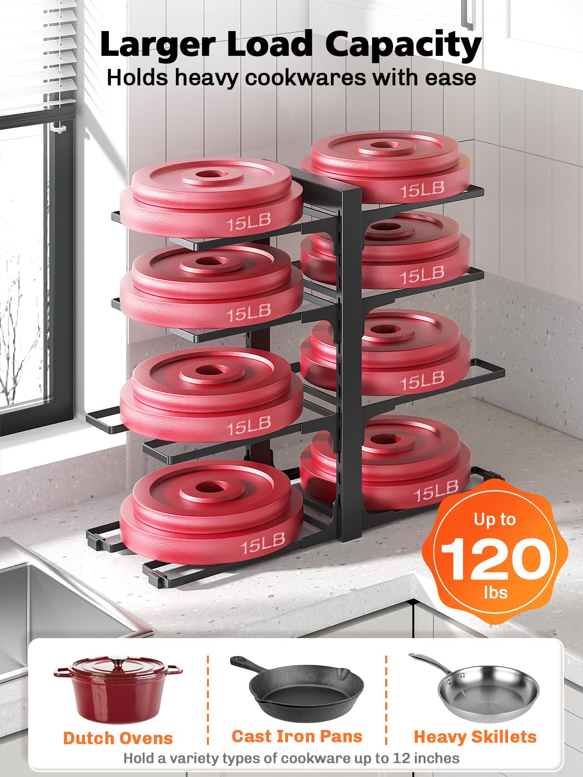 MUDEELA cast-iron skillet storage ready to access easily.