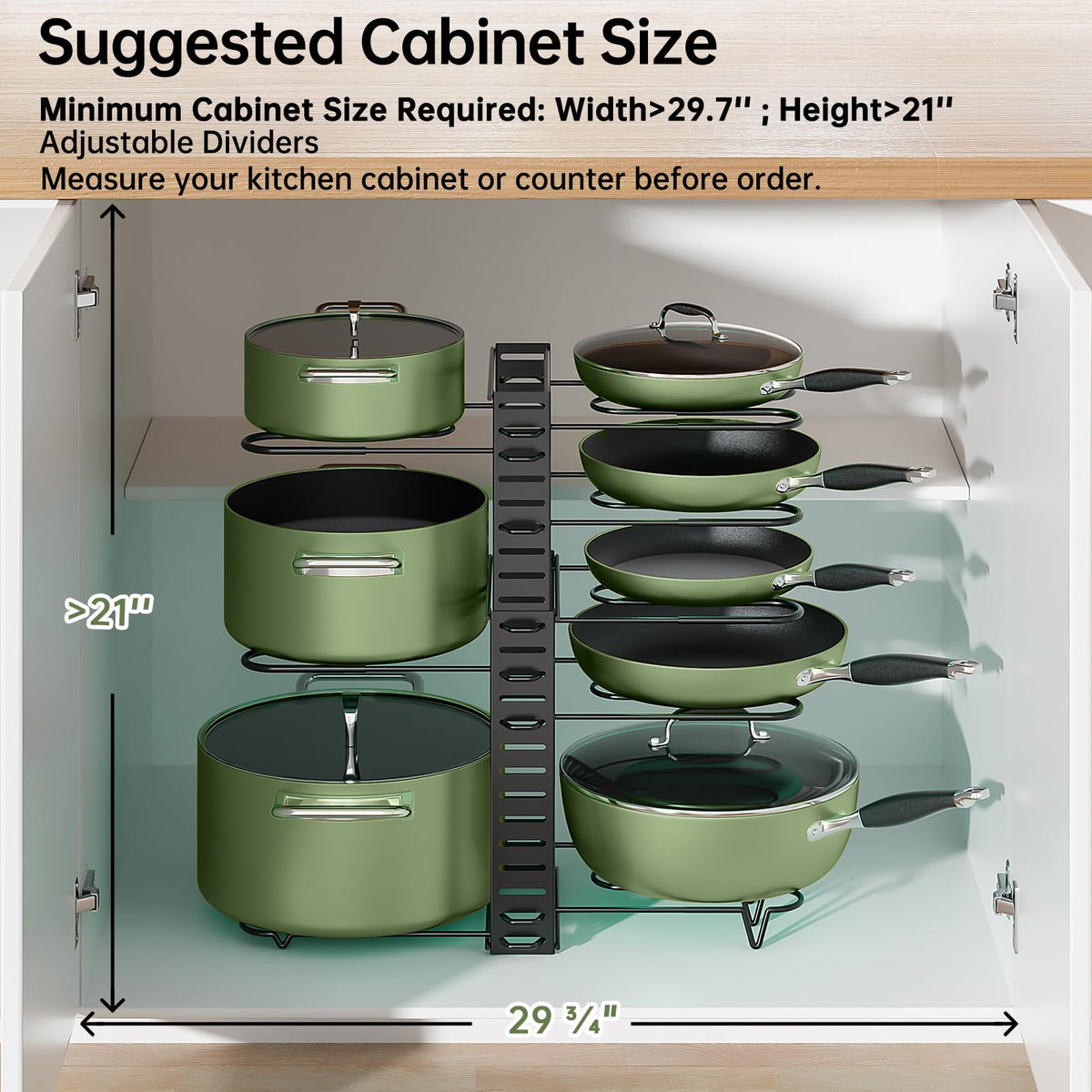 MUDEELA deep U shaped design securely cradles pots and pans