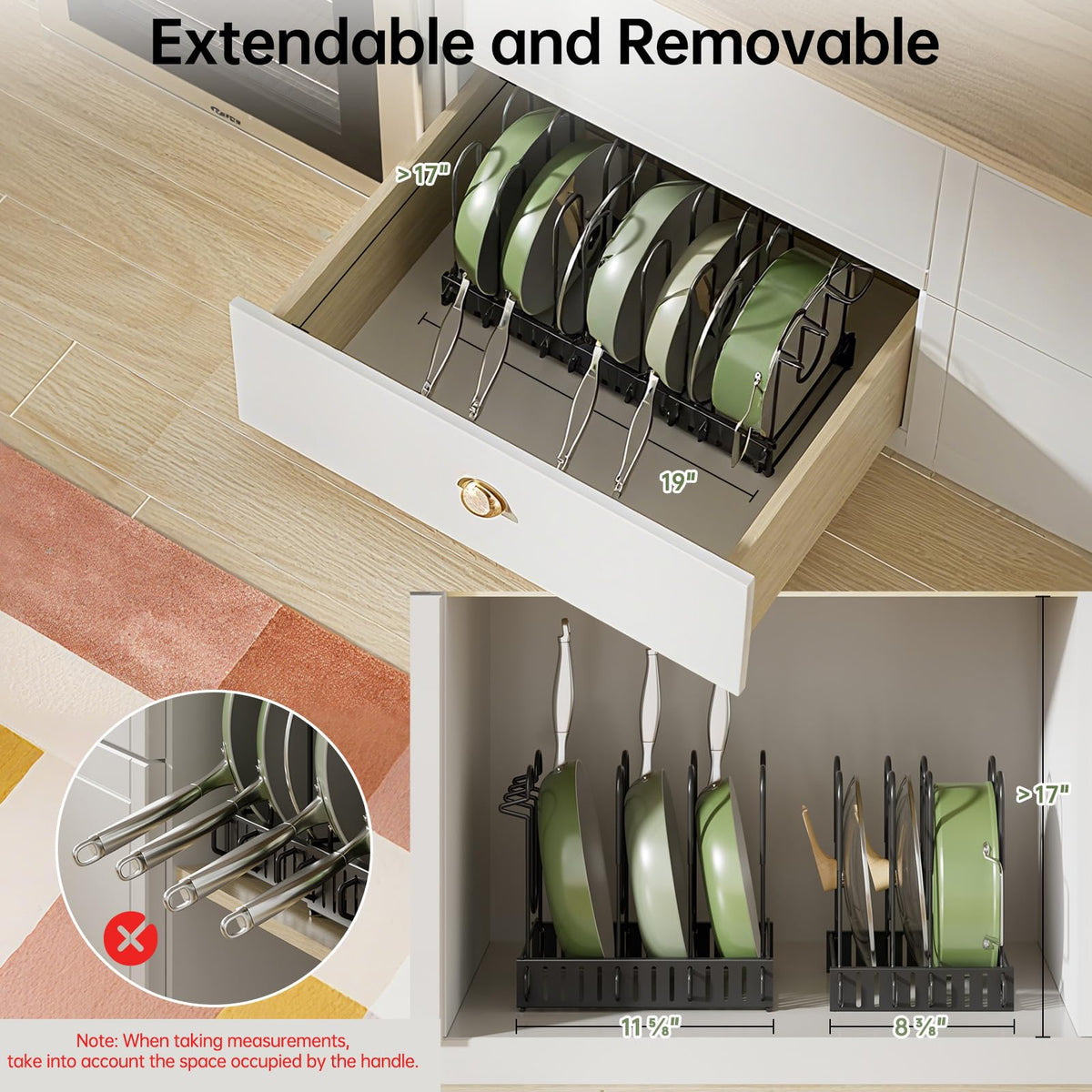 MUDEELA expandable height from 11.65 to 19 inches fits varied cabinet depths