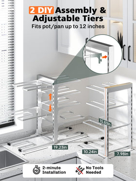 MUDEELA heavy-duty rack supports up to 120 pounds for durable cookware storage