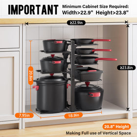 MUDEELA heavy-duty pan organizer supports cast iron cookware securely