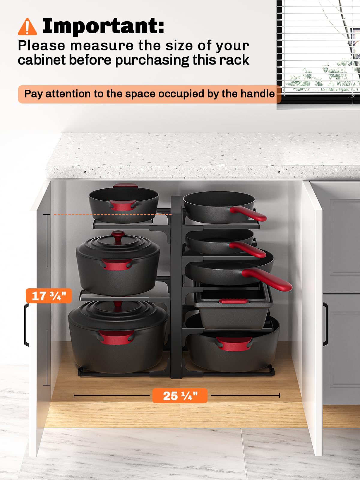 MUDEELA heavy-duty pot rack supports up to 120 lbs for sturdy cookware.