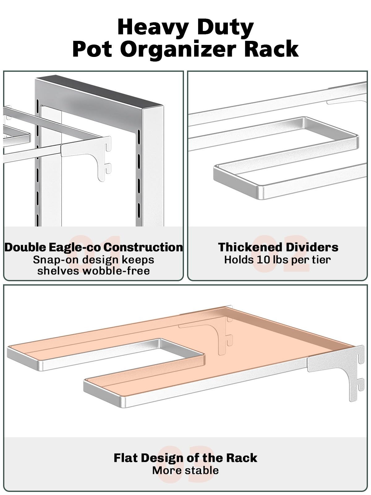 MUDEELA silver-finish rack adds a sleek look to a modern kitchen