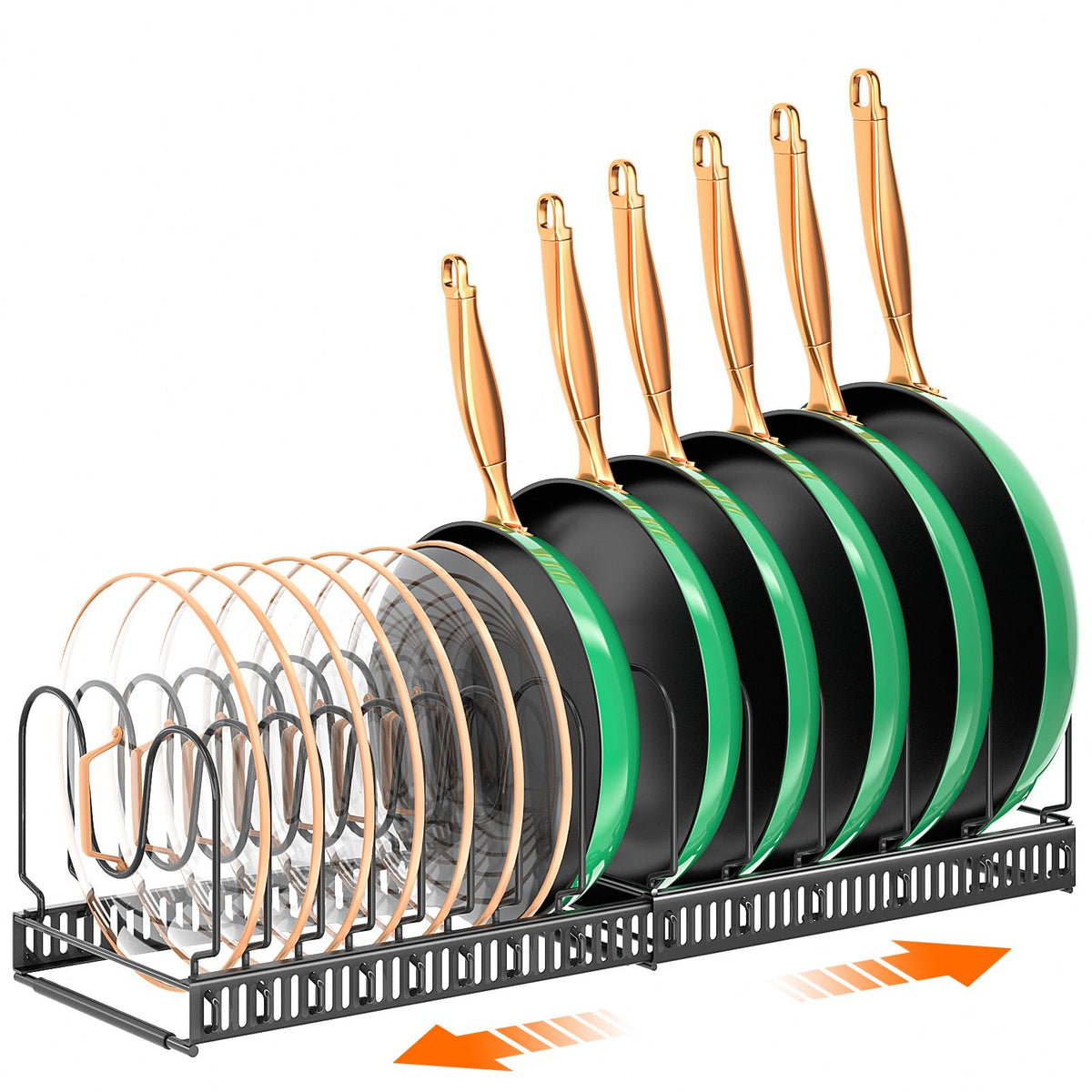MUDEELA under-cabinet pots and pans organizer keeps heavy cookware neatly stored