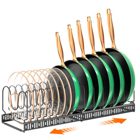 MUDEELA under-cabinet pots and pans organizer keeps heavy cookware neatly stored