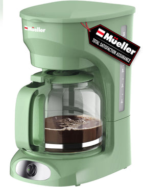MUELLER HOME 12-cup drip coffee maker with borosilicate carafe for durable brewing.