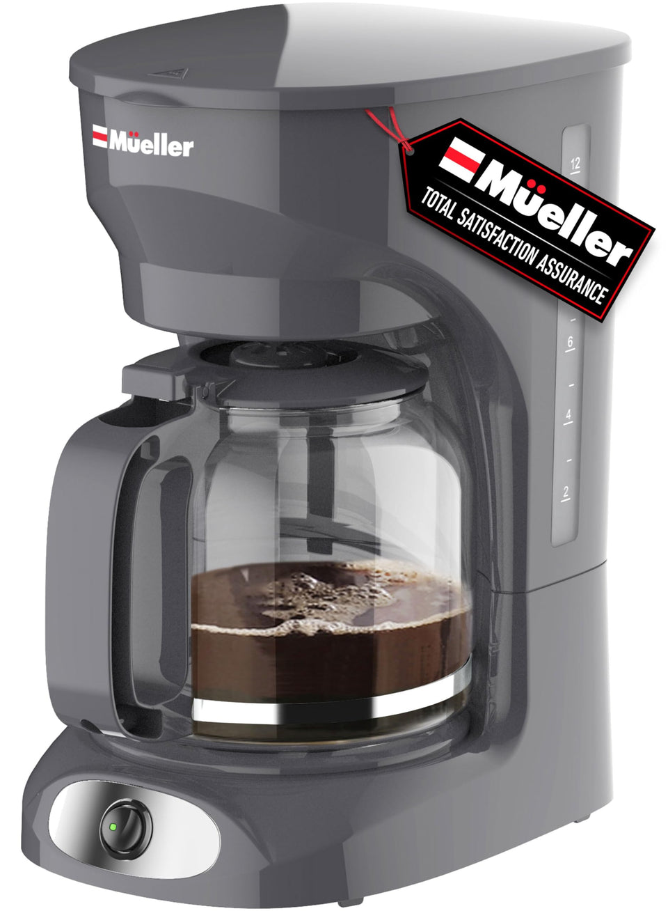MUELLER HOME 12-Cup Drip Coffee Maker with carafe and 60oz capacity for group brewing