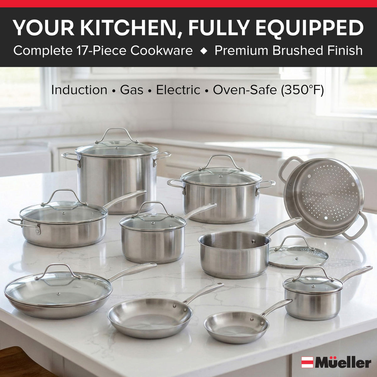 Mueller Home 2qt saucepan with lid, perfect for sauces and reheating