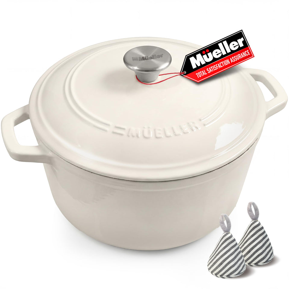 Mueller Home 6qt enameled Dutch oven with lid for even heat