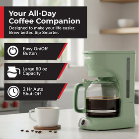 MUELLER HOME anti-drip carafe prevents spills during pouring.