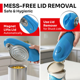 Mueller Home Battery-Operated Portable Opener enables cordless use anywhere.