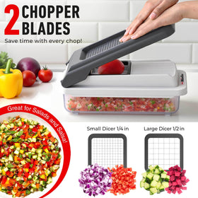 Mueller Home food container catches chopped ingredients for mess free transfer
