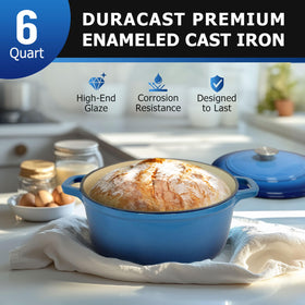 Mueller Home DuraCast Dutch oven in use on stove for braising beef