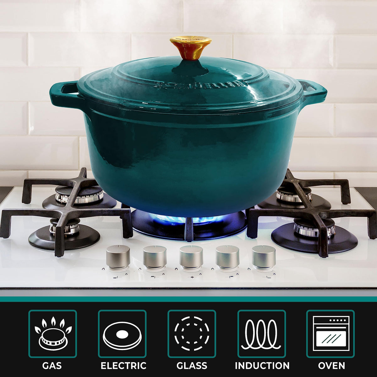 Mueller Home Duracast is oven safe up to 500°F for high heat cooking.