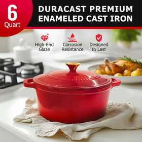 Mueller Home Dutch oven side view highlights sturdy handles for easy lifting