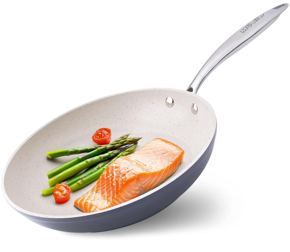Mueller Home frying pan with stone coating for durable, even heat and browning