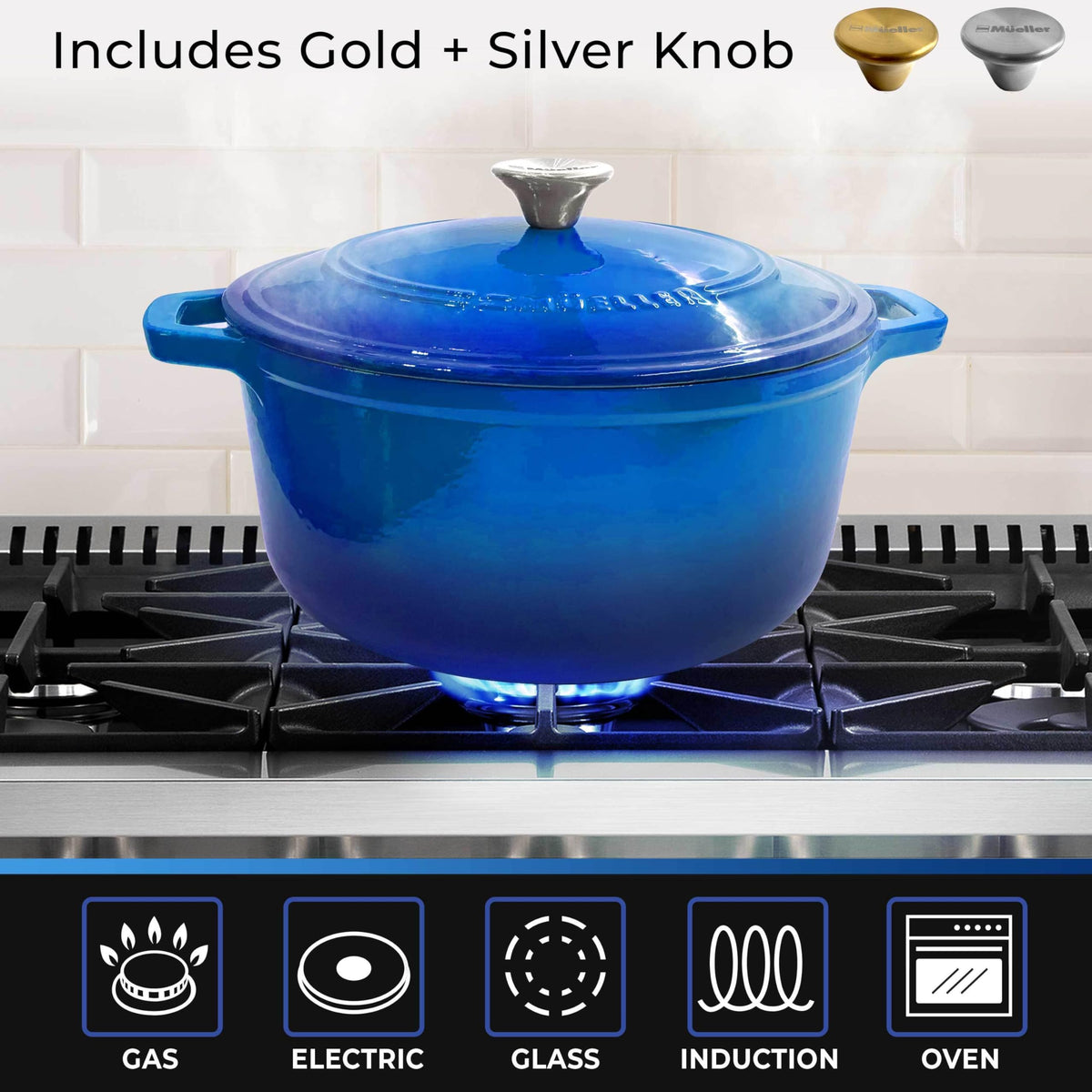 Mueller Home cast iron distributes heat evenly for slow simmering