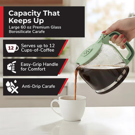 MUELLER HOME keep-warm function maintains warmth for later cups.