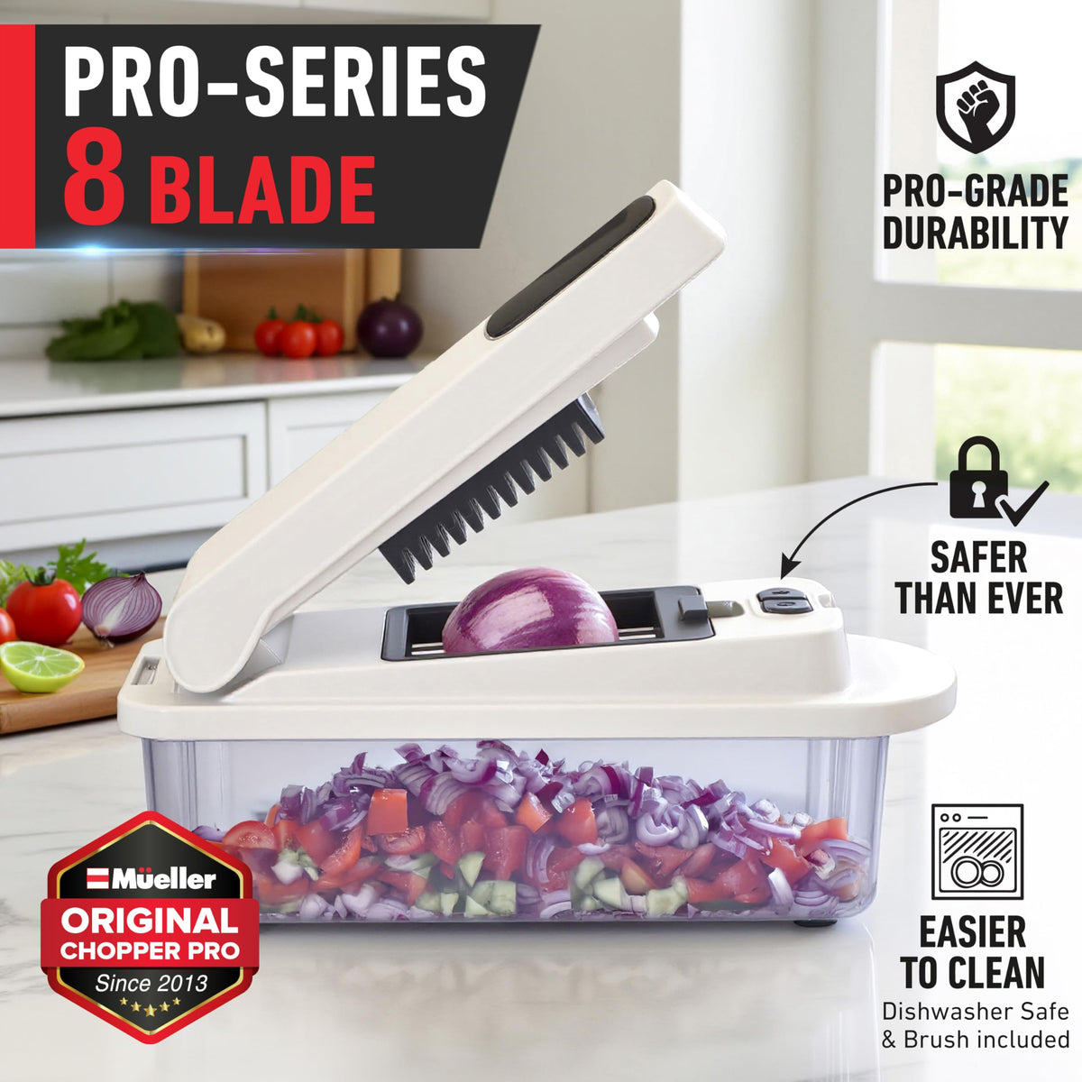 Mueller Home Pro Chopper blade assembly enables versatile slicing and julienne.