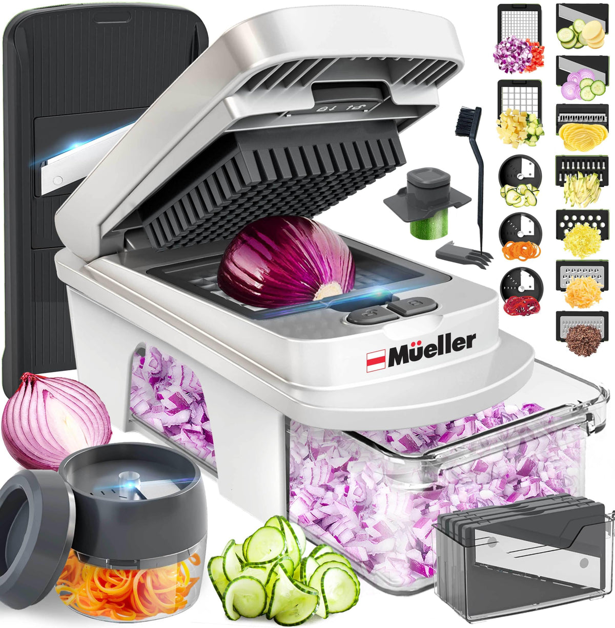 Mueller Home Pro-Series 12-blade mandoline slicer for quick, even vegetable prep.