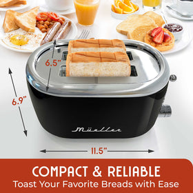 MUELLER HOME Retro Toaster 2 Slice browning dial with seven levels highlighted