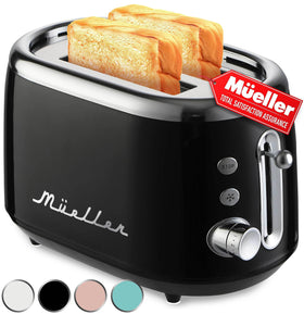 MUELLER HOME Retro Toaster 2 Slice front view shows classic styling for compact kitchens