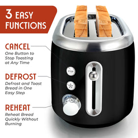 MUELLER HOME Retro Toaster 2 Slice self-centering slots in action for even toasting