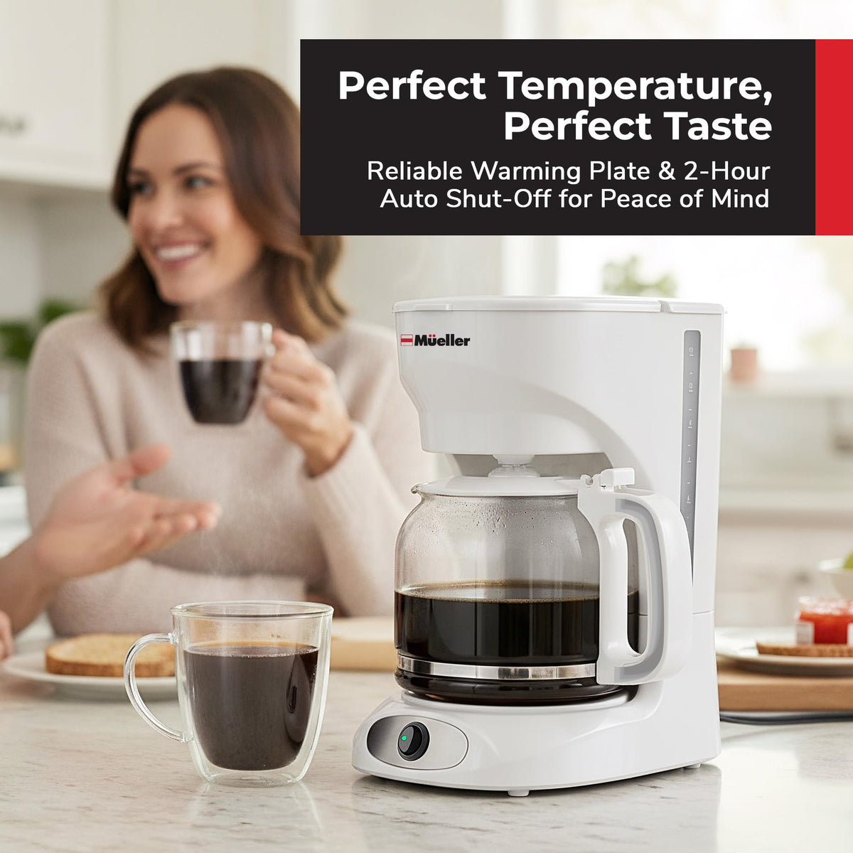 MUELLER HOME reusable filter reduces waste and lowers ongoing brewing costs.
