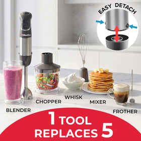 Mueller Home turbo boost for fast, homogeneous blends with tough ingredients.