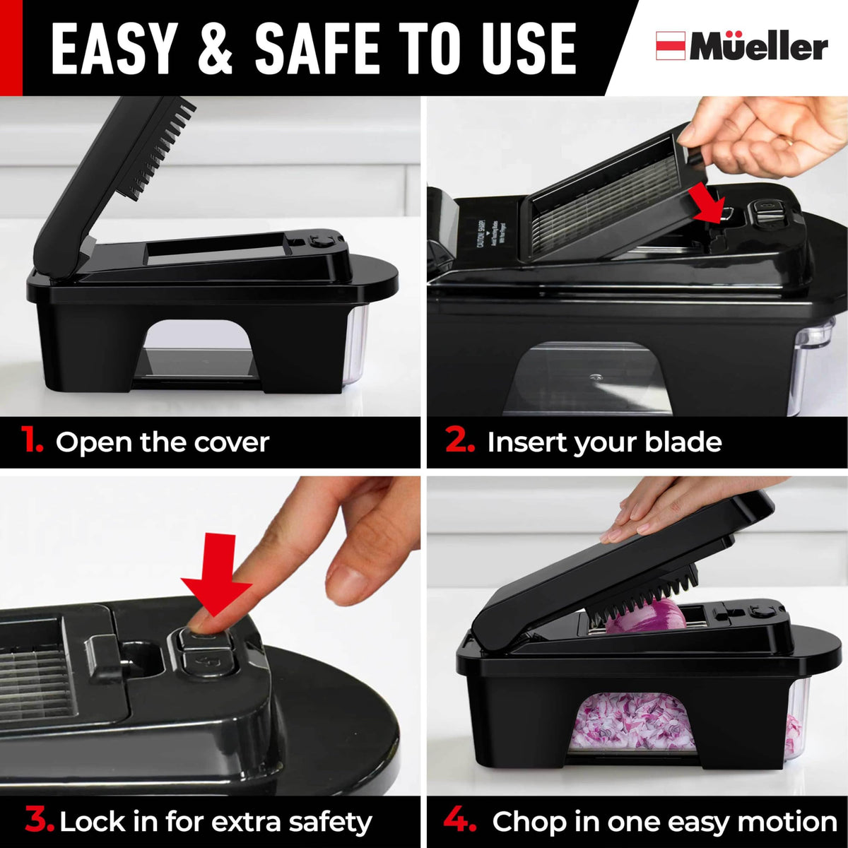 Mueller Home Ultimate 12-Blade Chopper is compact and stores easily.